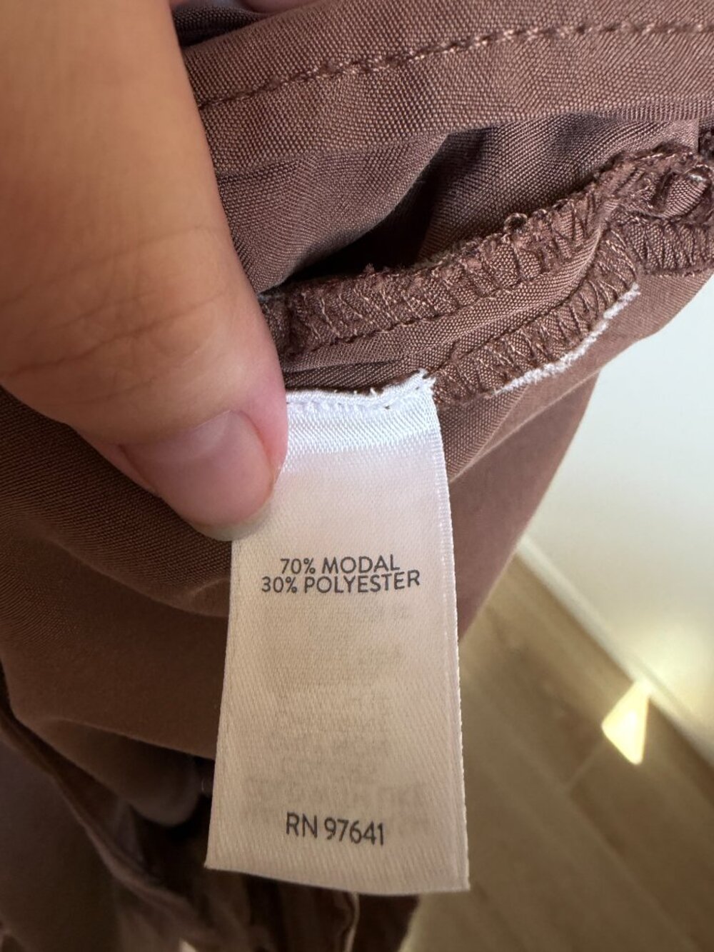 .Jill Modal Wide Leg Ankle Pants Brown Silky Draped L Tall - Picture 8 of 9